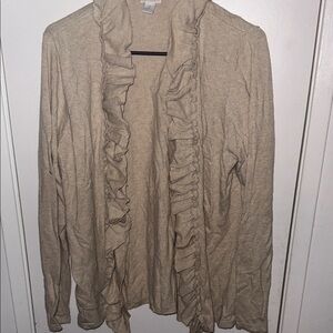 Chico's Cream Ruffled Cardigan
